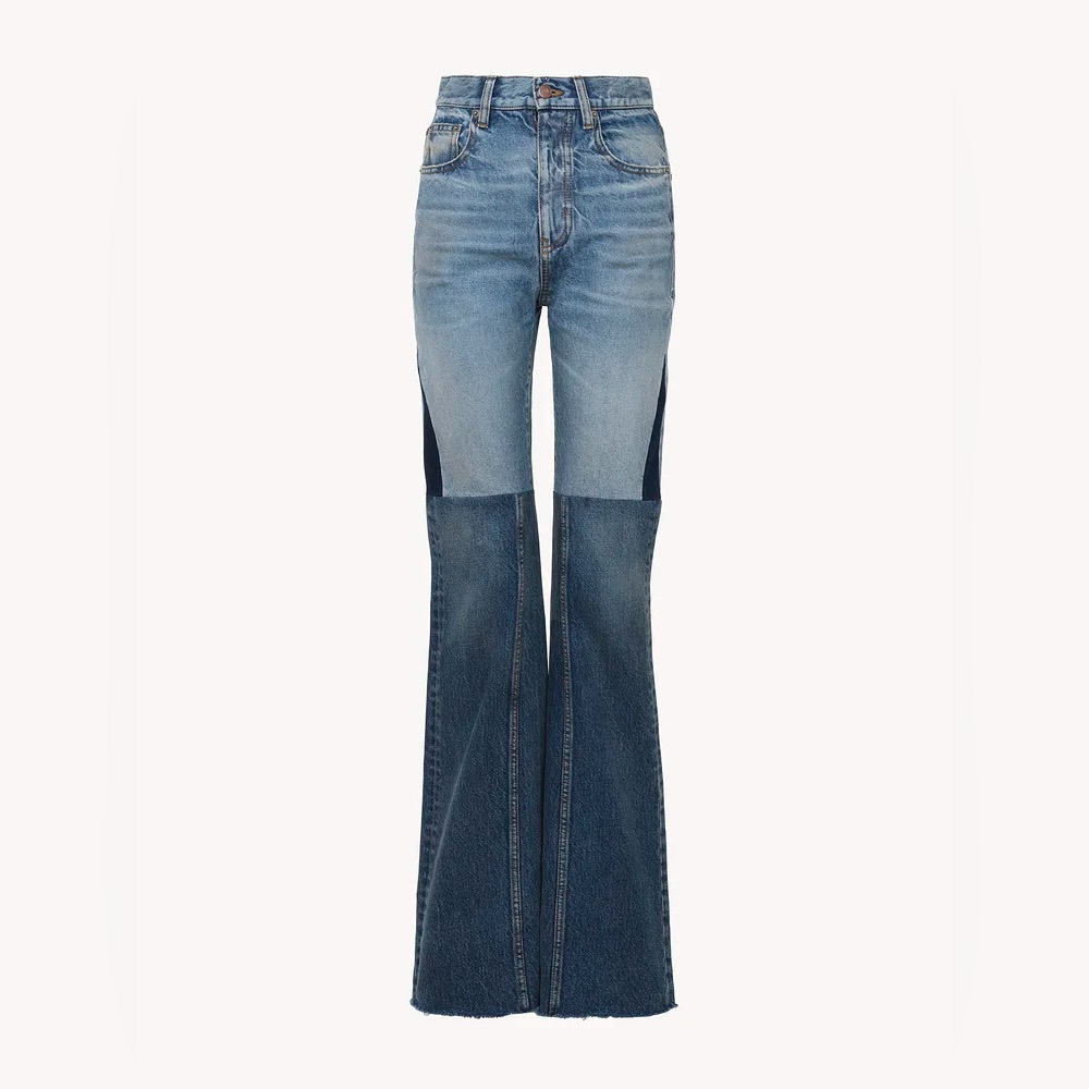 ✨ NWT CHLOE fall 2024 FLARED PATCHWORK JEANS IN DENIM - Picture 5 of 11